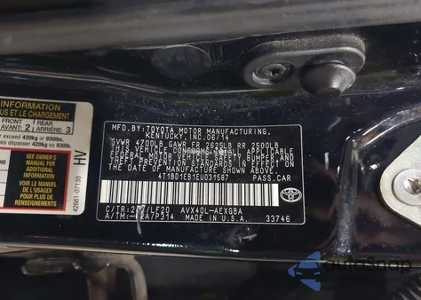 2014 Toyota Avalon Hybrid/Prem/Tour/Ltd from USA, damaged, VIN 4T1BD1EB1EU031587